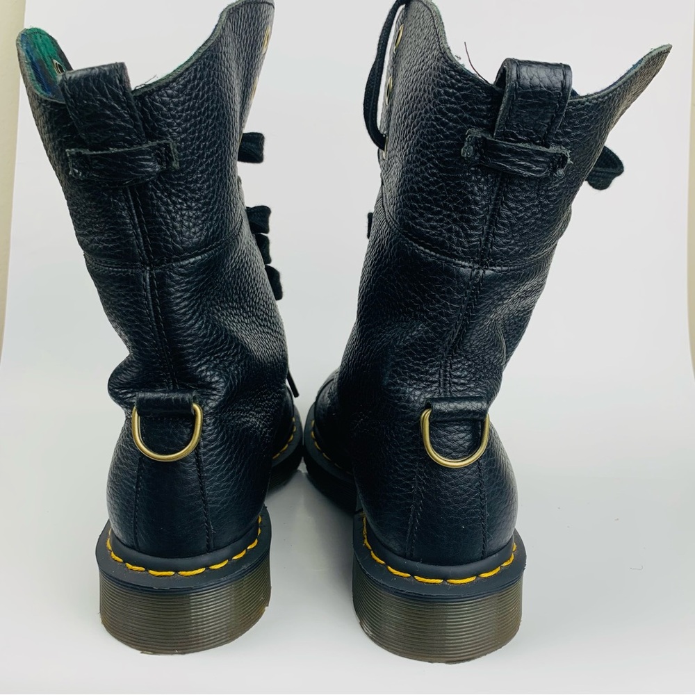 Doc Martens Aimilita Women’s Leather Combat Boot With Plaid Fold Down Size 8 - Picture 4 of 8